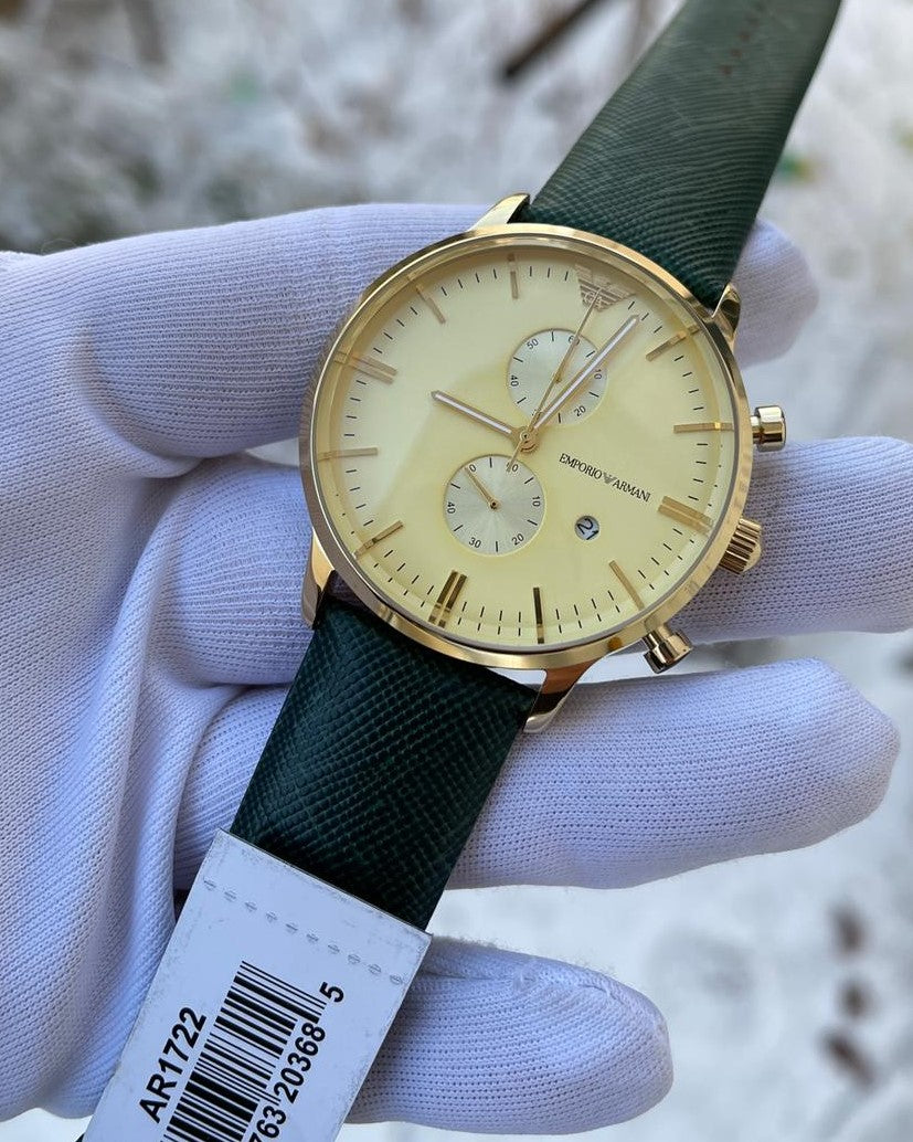 Emporio Armani Green Leather Strap Men's Watch - AR1722